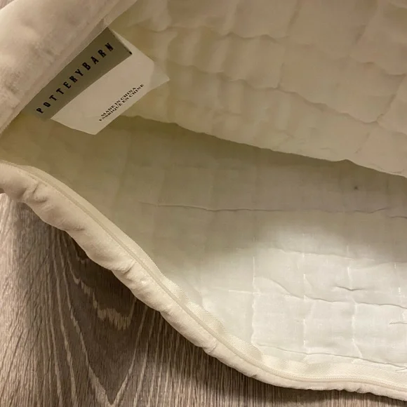 Pottery Barn Washed Velvet Cotton Quilted Cream Sham 20” Sq - Picture 8 of 11